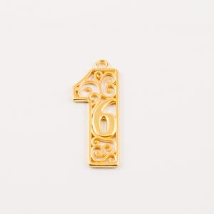 Επίχρυσο Γούρι "16" (3.9x1.5cm)