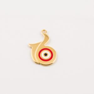 Gold Plated Charm "16" Eye (3.4x2.3cm)