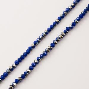 Πολυγωνικές Χάντρες Μπλε-Ασημί (4mm)