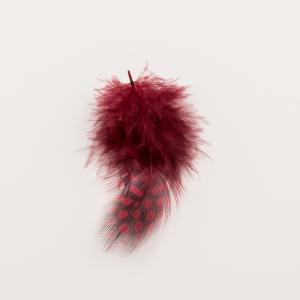 Feather Burgundy Dotted 2 pcs (9x3cm)