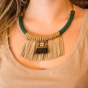 Necklace "Ethnic" with Leather