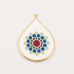 Gilt Tear White Enamel 4.8x3.3cm