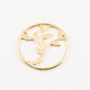 Gold Plated Circle with Tree (4.5cm)