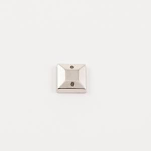 Acrylic Square Button Silver 0.9cm