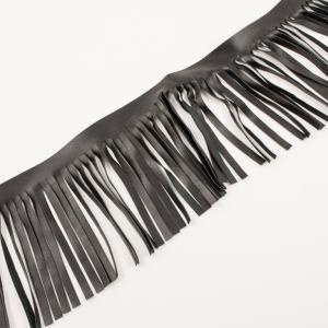 Braid Black Fringe Fake Leather (10cm)
