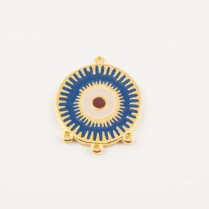 Gold Plated Eye Blue Enamel 2.6cm