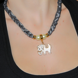 Necklace Taffeta Elephant Gray