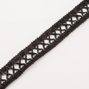 Braid with Fake Leather Black (2.7cm)