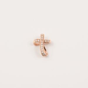 Σταυρός Ζιργκόν Ροζ Χρυσός (1.4x1cm)