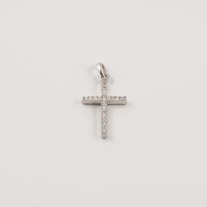 Silver Plated Cross Zirgon 2x1.1cm