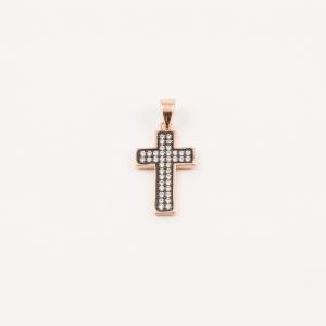 Σταυρός Ζιργκόν Ροζ Χρυσός (2.4x1.1cm)