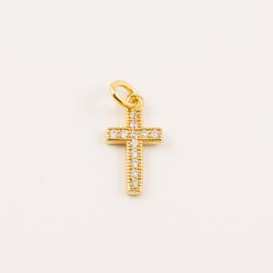 Gold Plated Cross Zirgon 1.8x0.7cm