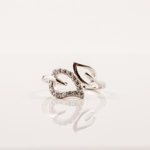 Silver Plated Ring Leaf Zirgon