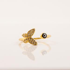 Gold Plated Ring Butterfly Zirgon