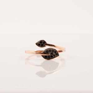 Ring Leaves Pink Gold Zirgon