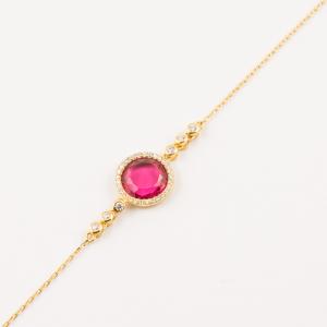Gold Plated Bracelet Zirgon Rudy 19cm