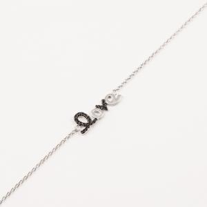 Silver Plated Bracelet "love" Zirgon