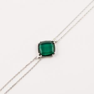 Silver Plated Bracelet Zirgon Emerald