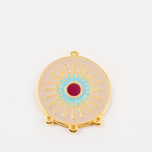 Gold Plated Eye Beige Enamel 2.6cm