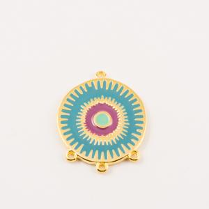 Gilt Eye Light Blue Enamel 3.5x3cm