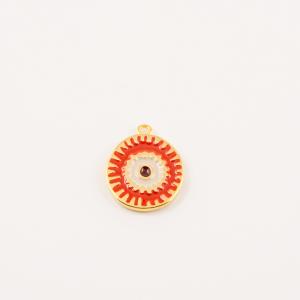 Επίχρυσο Μάτι Πορτοκαλί Σμάλτο 1.9x1.6cm