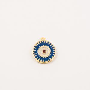 Gold Plated Eye Blue Enamel 1.9x1.6cm