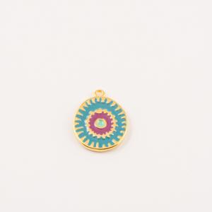 Επίχρυσο Μάτι Γαλάζιο Σμάλτο 1.9x1.6cm