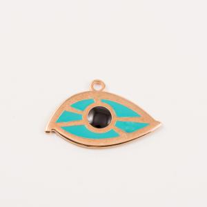 Μάτι Ροζ Χρυσό Σμάλτο Γαλάζιο 3.5x2.2cm