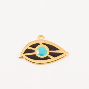 Gold Plated Eye Enamel Black 3.5x2.2cm