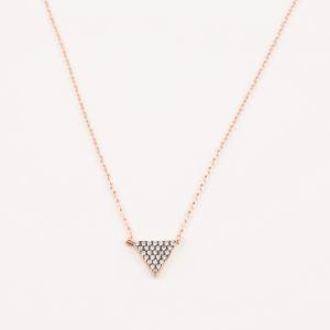 Necklace Rose Gold Triangle Zirgons 40cm