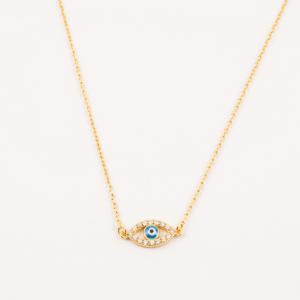 Gold Plated Necklace Eye Zirgons (40cm)