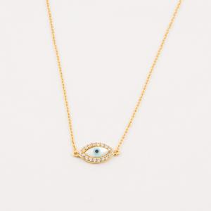 Necklace Gold Plated Eye Ivory (40cm)