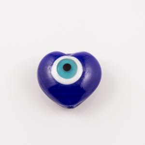 Glass Eye Heart Blue 2.6x2.3cm