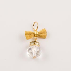 Pendant Bead with Gold Bow (3x1cm)
