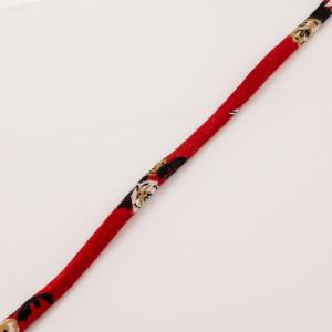 Cotton Cord Red with Flowers 6mm