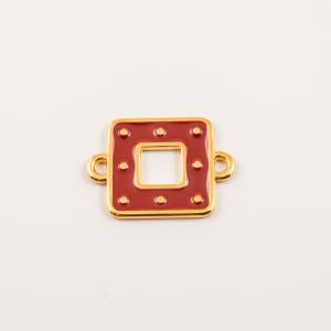 Gold Plated Square Item Dark Coral