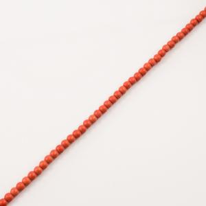 Row Howlite Beads Coral Red (4mm)