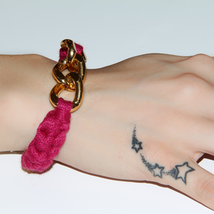 Bracelet Knitted Cord Fuchsia