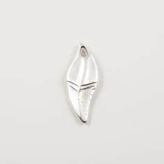 Metal Shark Tooth Silver 4.1x1.6cm