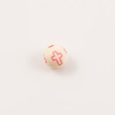 Acrylic Bead Pink Cross (8mm)