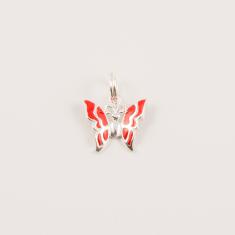 Silver Plated Butterfly Red