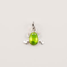 Silver Plated Frog Light Green