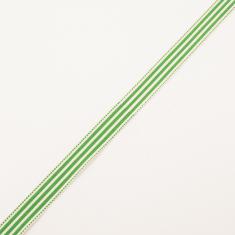 Ribbon Green Striped (1.6cm)
