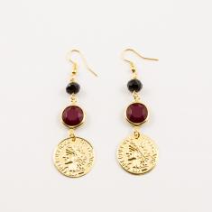 Gold Plated Earrings Crystal-Coin
