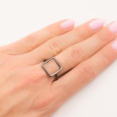 Δαχτυλίδι Τετράγωνο Black Nickel 2x1.3cm
