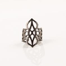 Δαχτυλίδι Διάτρητο BlackNickel 2.5x1.7cm