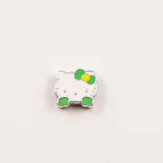 Hello Kitty Πράσινο Σμάλτο (1.3x1.2cm)