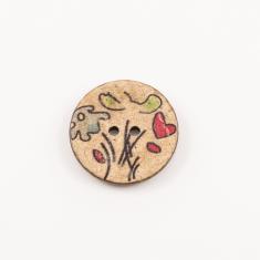 Κουμπί Καρύδα Καρδιά-Λουλούδι (2.3cm)