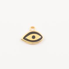 Gold Plated Eye Black Enamel 1.4x1.1cm