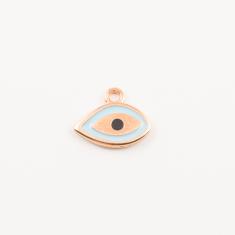 Ροζ Χρυσό Μάτι Γαλάζιο Σμάλτο 1.4x1.1cm